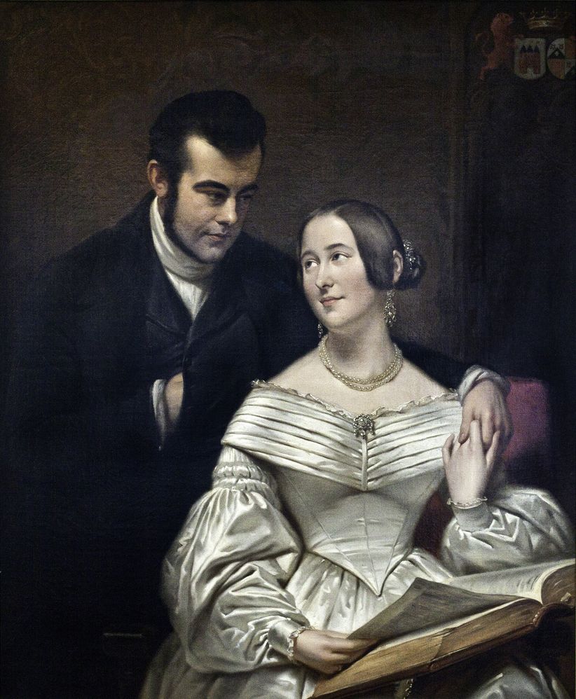 Marriage Portrait Of Jhr. Isaac Lamberts Cremer van den Bergh of Heemstede And Christina Roelants<br> by Jan Adam Kruseman, 1840